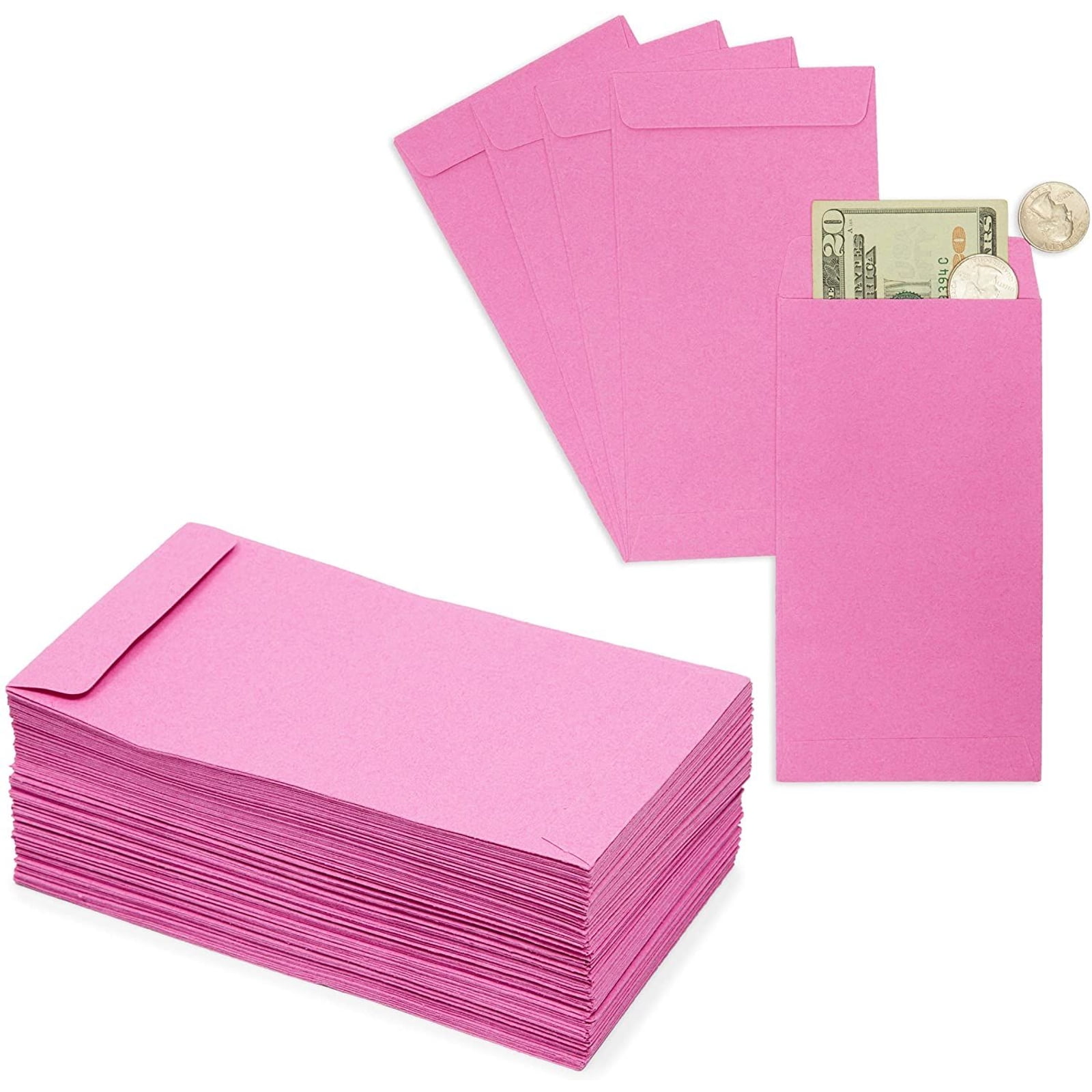 Money Envelopes Small Parts Envelopes with Gummed Seal 3.5 x 6.5 Inches 100 Pack Kraft Cash Envelopes