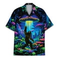 thumbnail image 2 of Retro Mushroom Alien Bigfoot Hawaiian Shirt For Men UFO Sasquatch Mens Hawaiian Shirts Short Sleeve Button Down Shirt Men TO1, 2 of 7