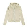 thumbnail image 4 of XINXIAOO Boys Girls Hoodies Long-Sleeve Zipper Beige Hoodie Casual Fall Hoodie with Pocket Girls Boys Clothes Size 7-8 Years, 4 of 6