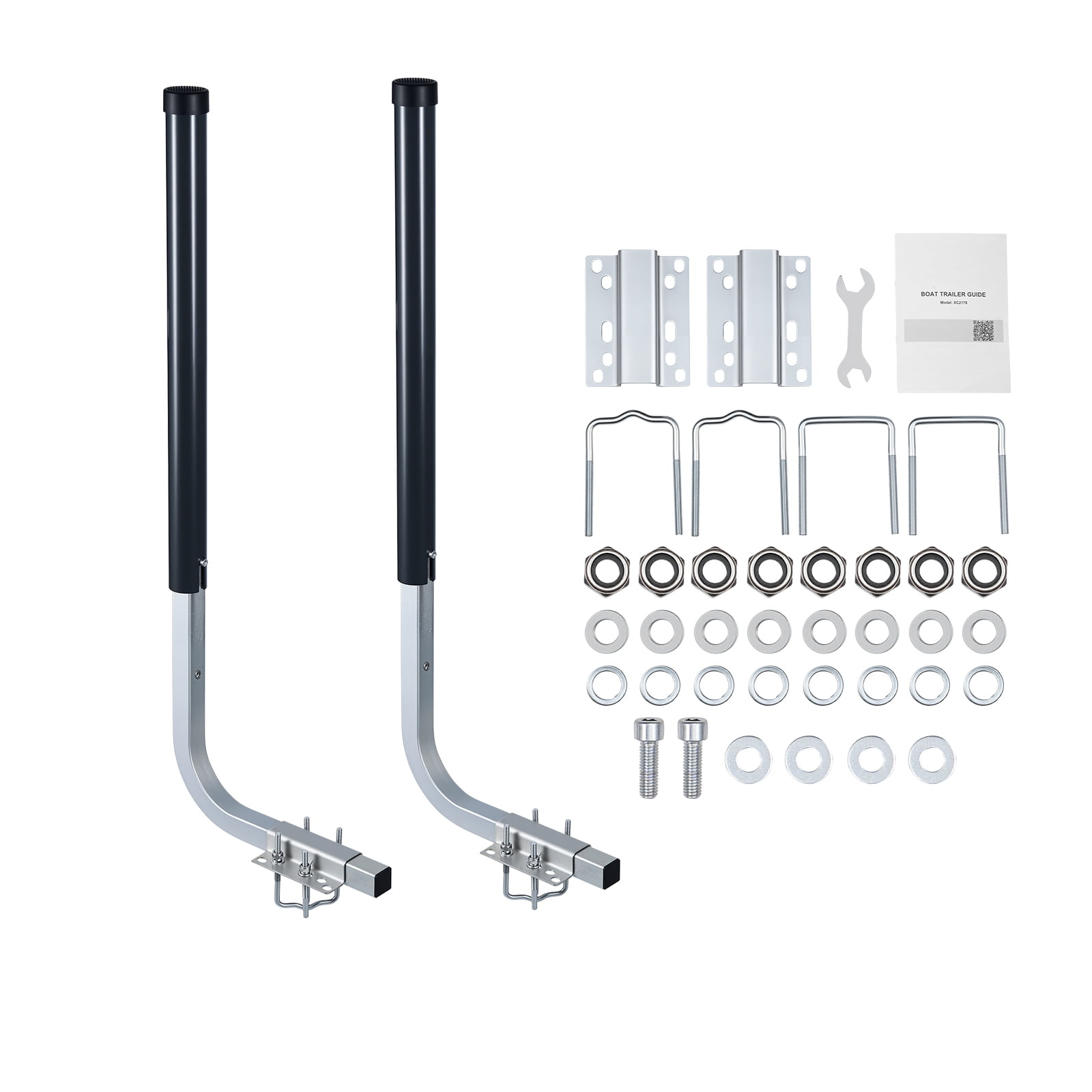 KFFKFF Boat Trailer Guides, 40 in/48 in Adjustable Steel Poles, 2PCS Durable Trailer Guide-Ons with PVC Covers, Suitable for Ski Boats, Fishing Boats, and Small Sailboats