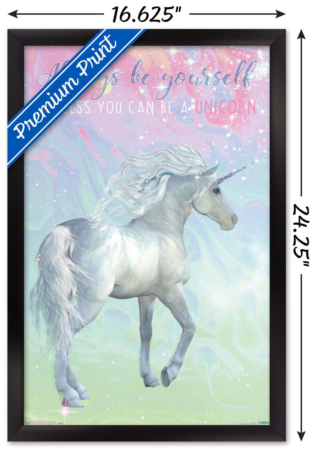 Unicorn On Pastels Wall Poster, 14.725" x 22.375", Framed