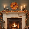 thumbnail image 7 of 20" Sunflower Fall Wreath with Maple Leaves & Berry, Autumn Artificial Wreath for Front Door Outside Thanksgiving Halloween Window Home Wall Farmhouse Holiday Outdoor Indoor Décor (Yellow), 7 of 7