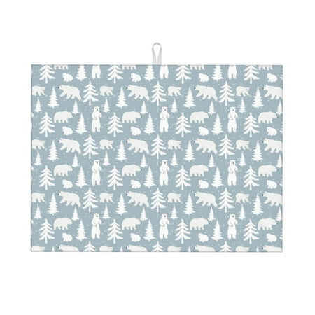 

Tebeau Polar Bears And Snowy Winter Print Dish Drying Mat for Kitchen Counter Dish Drying Pad with Non-slip Rubber Backed Hide Stain Anti Absorbent for Kitchen Counter Drying Mat