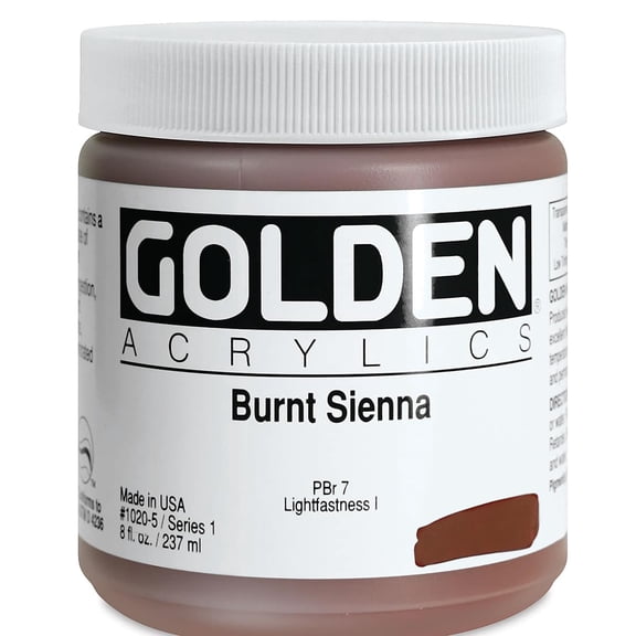 Golden Heavy Body Artist Acrylics - Burnt Sienna, 8 oz Jar