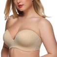 thumbnail image 4 of Exclare Lace Embroidery Wirefree Anti-slip Push Up Strapless Bra Women Hand Shape Everyday Bras Custom Lift(Beige,42C）, 4 of 6