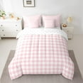 thumbnail image 2 of Homewish Pink Plaid Twin Bedding Sets 7-Piece, Geometric Buffalo Grid Bedding Comforter Set, Cute Checkered Sheet Sets, Breathable Home Decor, 2 of 8