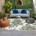 thumbnail image 2 of Green Flower Outdoor Rug for Patio/Deck/Porch, Non-Slip Large Area Rug 5 x 7 Ft, Vintage Ethnic Tribe Floral Abstract Indoor Outdoor Rugs Washable Area Rugs, Reversible Camping Rug Carpet Runner, 2 of 8