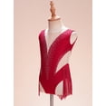 thumbnail image 5 of MSemis Kids Girls Figure Ice Skating Dance Costume Gymnastic Leotard Burgundy 8, 5 of 6