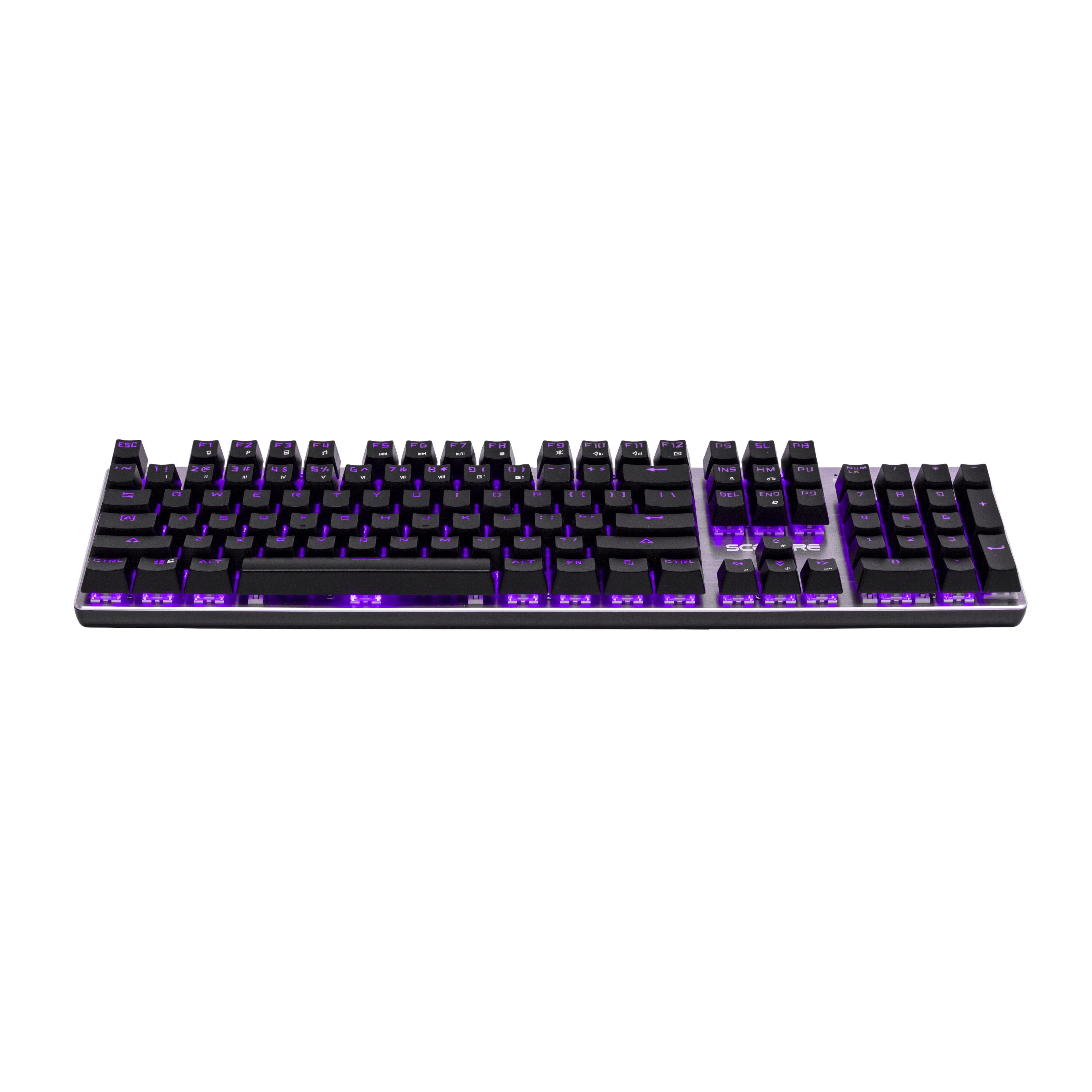 Sceptre SK-604 104 Key USB Wired Illuminated Mechanical Gaming Keyboard - Blue Switch - Purple LED Backlit