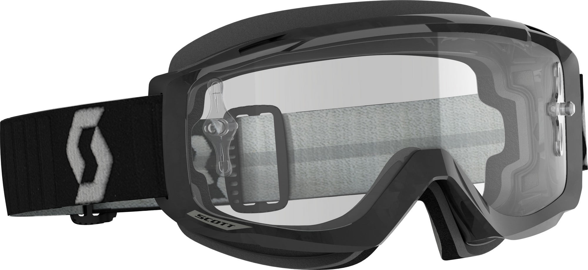 Scott Split OTG MX Offroad Goggles Black/Gray/Clear Lens