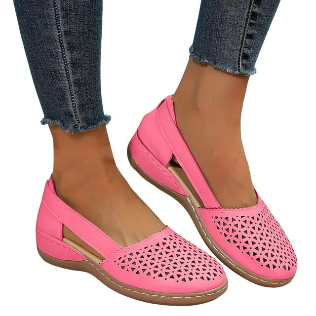 Mocassins à Enfiler Compensés pour Femmes 2025 Plage Été Décontracté Sandales à Bout Fermé Confortables pour Marcher