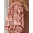 thumbnail image 2 of Women 2 Piece Lounge Set Plaid Summer Pajama Set Sleeveless Peplum Cami Top and Wide Leg Shorts Set Beachwear Vacation Outfits, 2 of 7