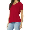 thumbnail image 4 of Women's Relaxed Jersey Short Sleeve V-Neck Tee Red Medium, 4 of 5