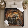 thumbnail image 5 of Cruiser Motorcycle Art, Dramatic decorative motif Scene, Warm Flannel Blanket for Living Room and Bedroom with Detailed Artwork, Art Lovers Housewarming Gift, decorative motif Home Decor, 5 of 9