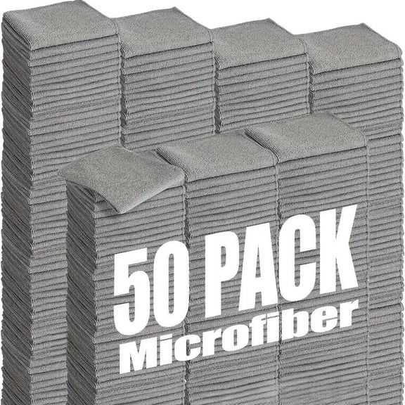 50 Pack Edgeless Microfiber Car Cleaning Towels, Lint‑Free Scratch‑Proof Cloths for Auto Detailing Washing Drying Household