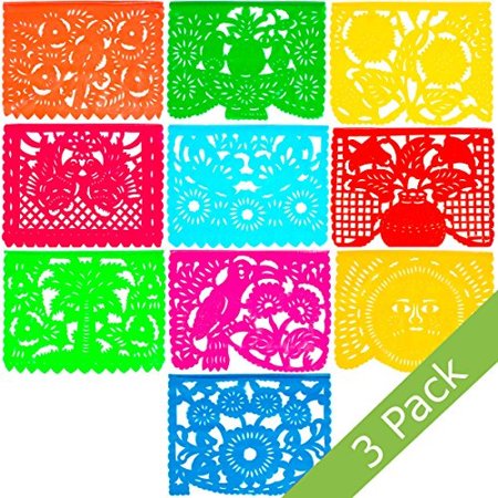 Large Plastic Papel Picado Banner 15 Feet Long Two Designs To