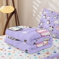thumbnail image 5 of Erosebridal Lavender Kitten Print Zipper Full Size Comforter Sets with Fitted Sheet and 2 Pillowcases,Cartoon Cup Cat Pet Zipper Bedding Set For Girls,Colorful Stars Reversible,4-Piece, 5 of 7