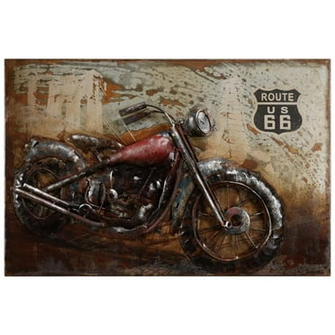 Motorcycle 5 Mixed Media Iron Hand Painted Dimensional Wall Art