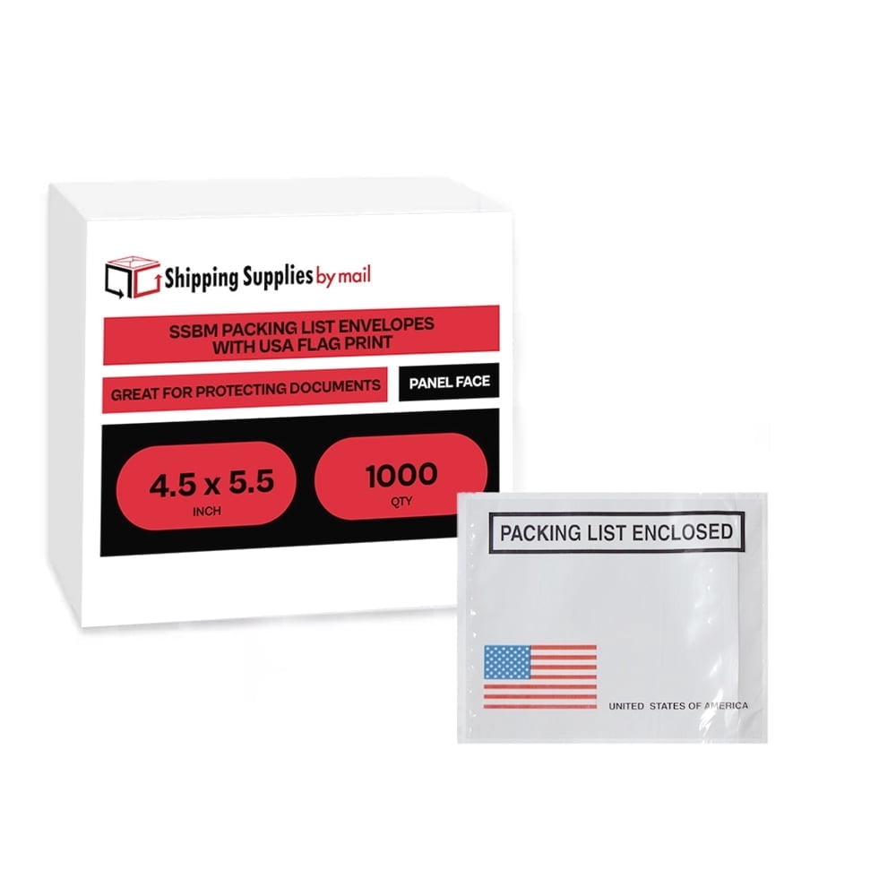 SSBM Packing List Enclosed Envelopes - Panel Face - 4.5" x 5.5" - 1000 Pieces for Packing and Shipping