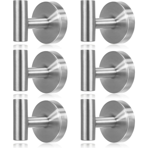 BlinkLLX 6 Pack Suction Cup Hooks for Shower Stainless Steel No Drill Shower Hooks Removable Metal Towel Hanging for Wall Kitchen Glass Mirror Towels Robes Window Loofah(Silver,Hanging Hook)