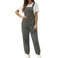thumbnail image 4 of up to 60% off Gifts Usmixi Jumpsuits for Women Casual Cotton Linen Loose Button Strap Straight Long Jumpsuits Overalls with Pocket Summer Formal Solid Square Neck Sleeveless Maxi Rompers Gray l, 4 of 6
