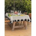 thumbnail image 3 of Outdoor Tablecloth with Umbrella Hole for Patio/Picnic/Party/Camping, Watercolor Lemon Waterproof Table Cloth Rectangle Table Cover Washable, Summer Fruits Wreath Leaves Beige Black Plaid (60"x 84"), 3 of 8
