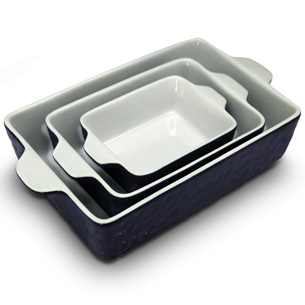NutriChef 3Pcs. Rectangular Ceramic Bakeware Set Durable Baking