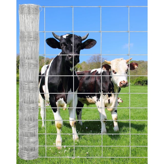 Bingirl 6ft x 328ft Cattle Fence -Heavy Duty Galvanized Wire Fencing for Sheep/Hog/Goat/Deer