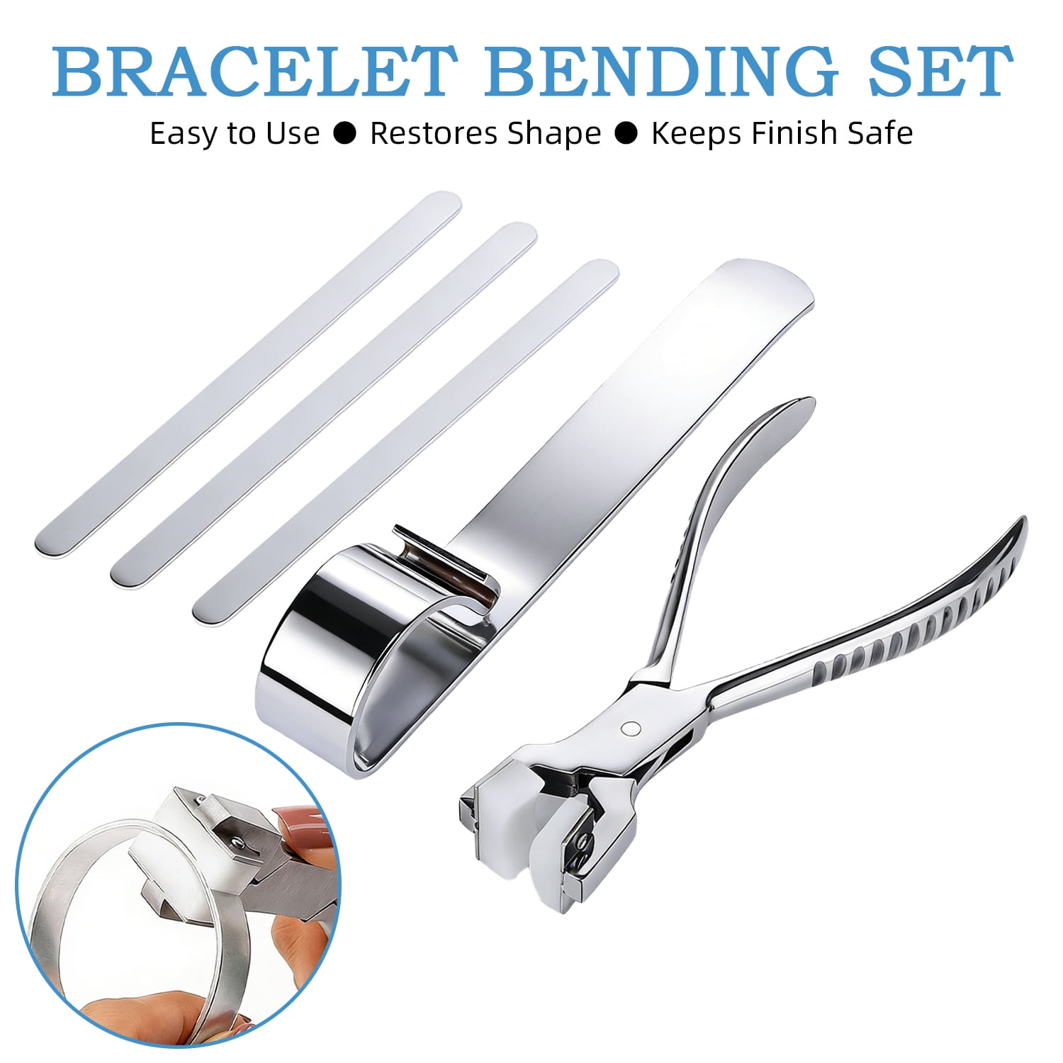 Professional Bracelet Bending Tool and Jig 5-Piece Metal Forming Kit with Practice Blanks for DIY Bangle Cuff Jewelry Making