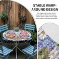 thumbnail image 2 of Blue Purple Gnomes Round Tablecloth for 45-54 Inch Tables,Fitted Table Cover with Elastic Edge,Spring Country Hydrangea Flower Leaf Waterproof Outdoor Table Cloth Protector for Patio Garden Dinner, 2 of 9
