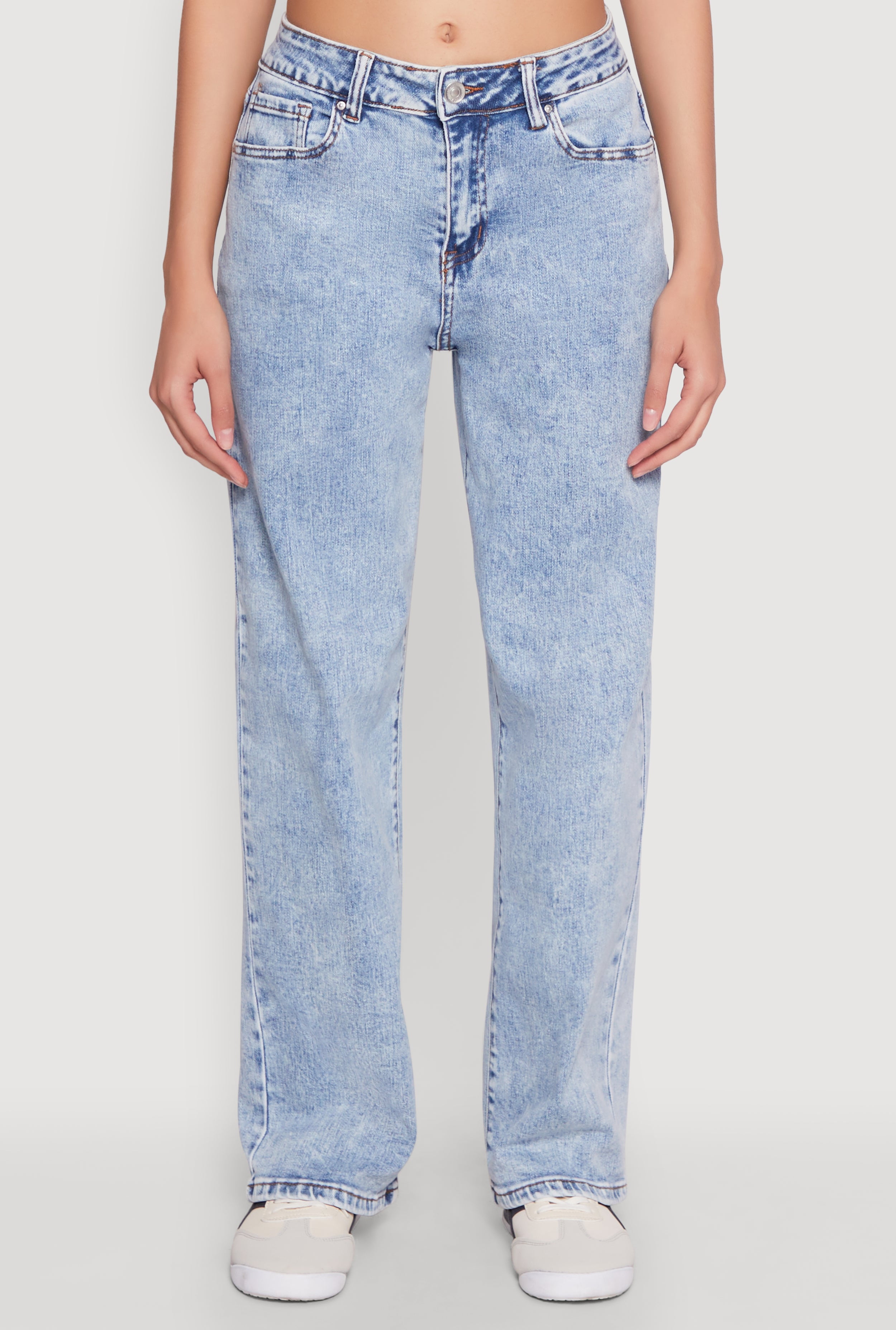 Womens WAX Acid Wash Straight Leg Jeans - Walmart.com