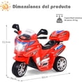 thumbnail image 3 of Costway Moto Montable para Niños Moto Eléctrica Juguete de Batería 6 V con 3 Ruedas Música Incorporada Focos Función Adelante y Atrás Rojo, 3 of 8