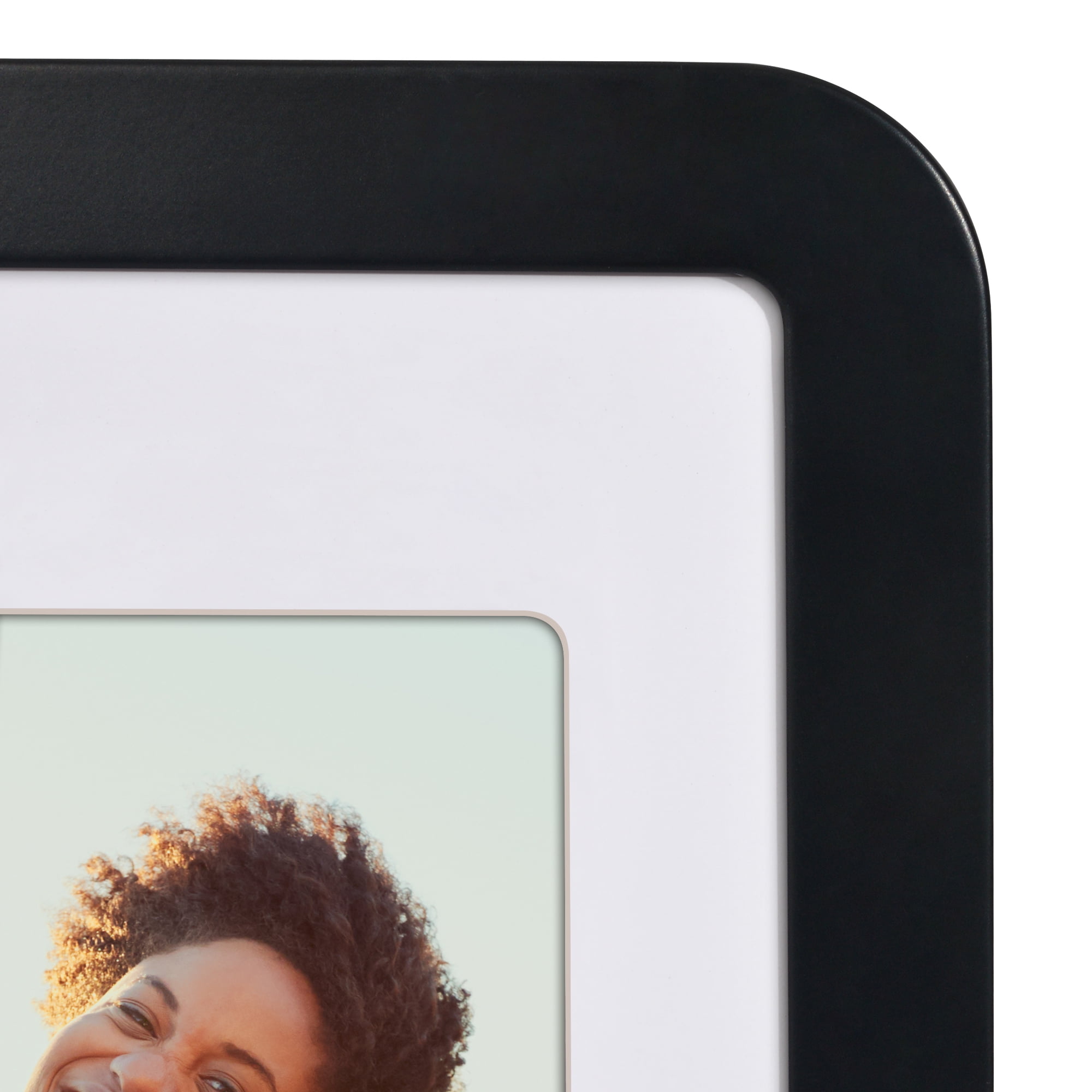 Americanflat 11x14 Picture Frame with Shatter-Resistant Glass with 8x10 Mat Round Corner Molding Mod - Black