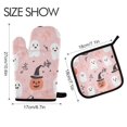 thumbnail image 2 of Yayeee Oven Mitts and Pot Holder Set of 2 Heat Resistant Kitchen Gloves Baking Hot Pad, Pink Halloween Ghosts, 2 of 5