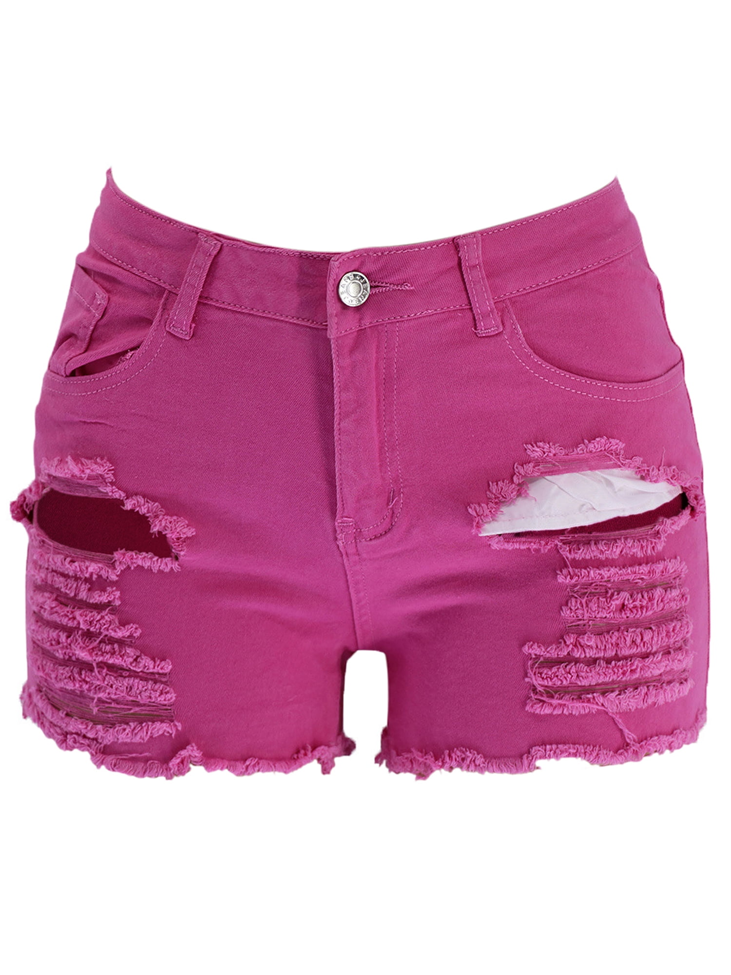 ladies pink denim shorts
