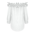 thumbnail image 5 of Scyoekwg Women Blouses Crew Neck Ruffle Off Shoulder Tops Trendy Loose Lightweight Fall Tops Solid Color Dressy Casual Blouses Long Sleeve T Shirts Women Blouses (White,S), 5 of 6