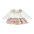 thumbnail image 1 of PENGXIANG Jolie Bébé Filles Robe Romper Plaids Imprimé Peter Pan Col Manches Longues Volants Combinaison, 1 of 9