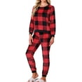 thumbnail image 4 of INSPIRE CHIC Womens Pajama Sets Flannel Printed Long Sleeve Top and Pants Thermal Chirismas 2 Piece Sleepwear S Red, 4 of 6
