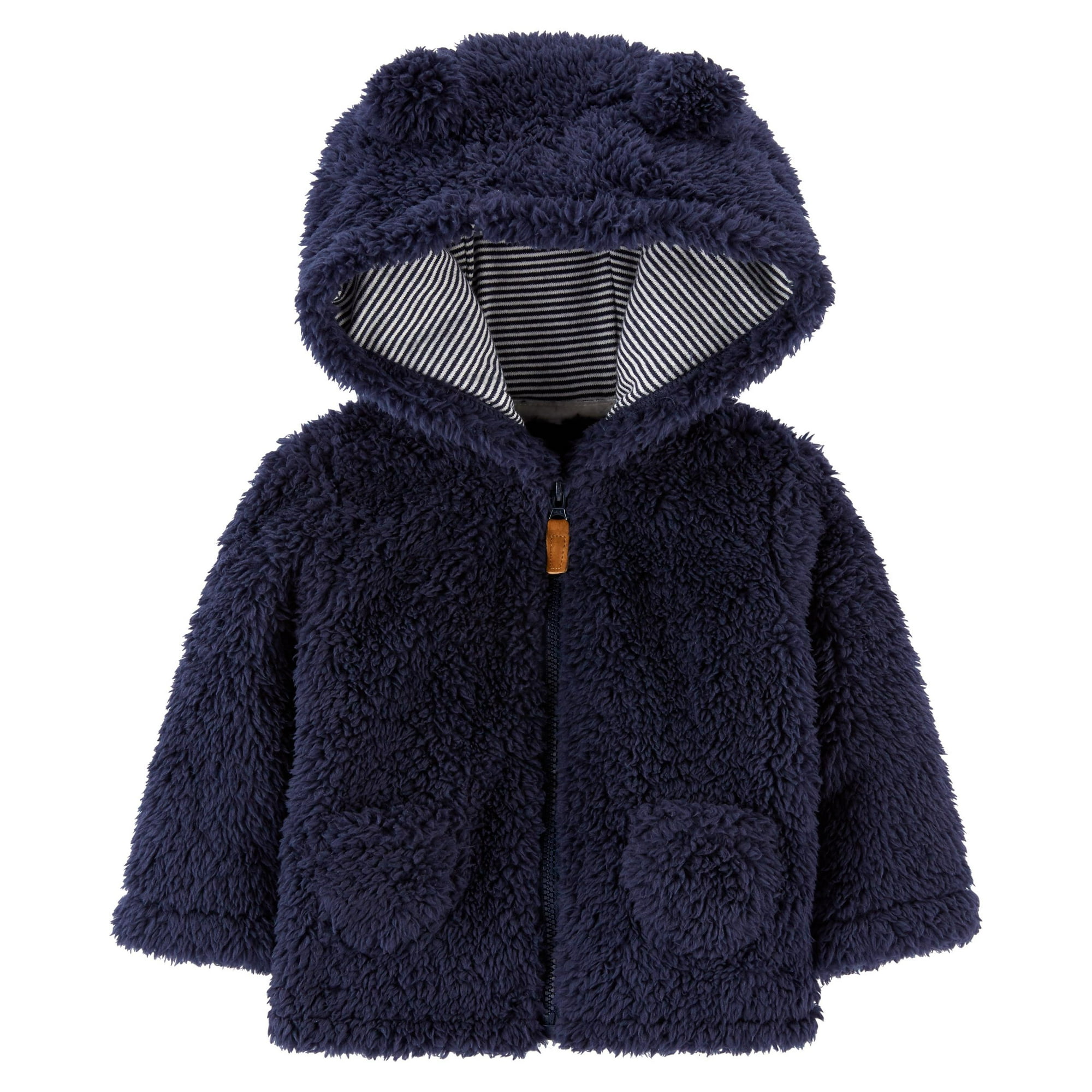 Carter s Baby Sherpa Jacket Navy Blue 9 Months Walmart