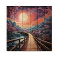 thumbnail image 3 of Designart "Coral Bridge Dreamy Passage Painting I" Pointillism Print on Natural Pine Wood, 3 of 5