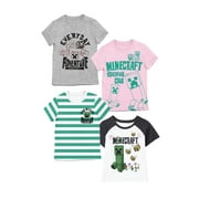 Minecraft Adventure Club 4pk Crew Neck Short Sleeve Youth Girl's Tees-Small