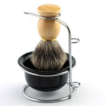 Men's Shaving Brushes Set Hair Brush with Stainless Steel Shaving Brush Stand (Best Hair For Shaving Brush)