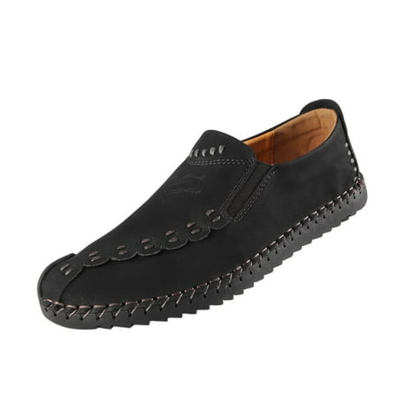 

Well Spring & Autumn Vintage Man Handmade Casual Flat Heel Moccasin Driving Shoes black