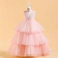 thumbnail image 4 of Pejock Girls Sleeveless Princess Pageant Dress - Puff Cake Skirt with Mesh Bow, Fashion Show Costume for Ages 7-14 Size 120-170, 4 of 9