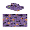 thumbnail image 2 of 3 Piece Bath Towels Set Bath Towel, Hand Towel and Face Towel for Bathroom, Gym, Hotel Black Cats and Pumpkins Pattern, 2 of 8