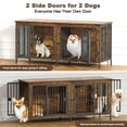 thumbnail image 2 of POAO 63"L Dog Crate Furniture for 2 Dogs, Heavy Duty Double Dog Crates for Mideum Dogs(20-35 Pounds), Dog Kennel Furniture Indoor as TV Stand, Brown, 2 of 7