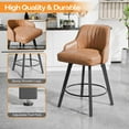 thumbnail image 5 of VINGLI 26" H Swivel Barstools Set of 2, PU Leather Upholstered Counter Stool with Back, Kitchen High Chairs Counter Height Bar stools with Cushion, Solid Wood Legs, Black, 5 of 14