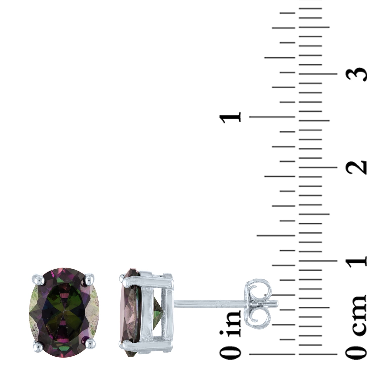 Ladies Brilliance Fine Jewelry Simulated Mystic Topaz and CZ Sterling Silver Earrings