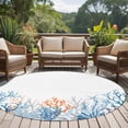 thumbnail image 4 of Round Rugs 5Ft, Coastal Coral Round Area Rug Washable Indoor Throw Carpet, Blue Ocean Starfish Seagrass Watercolor Soft Non Slip Circle Rug for Cabinet Bathroom Home Decor Aesthetic, 4 of 8