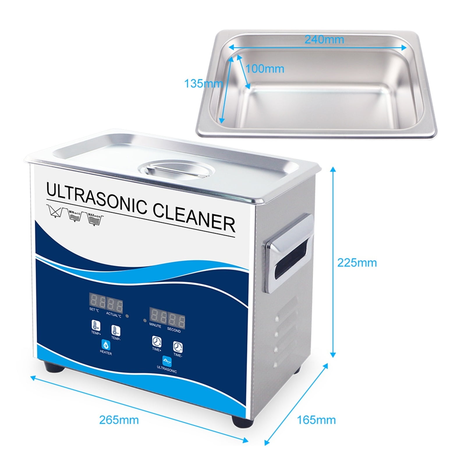 Factory Ultrasonic Cleaner 180W 3L Dental Use Manicure Tattoo Store Cleaning Device Injector Printer ,Strong Cleaning